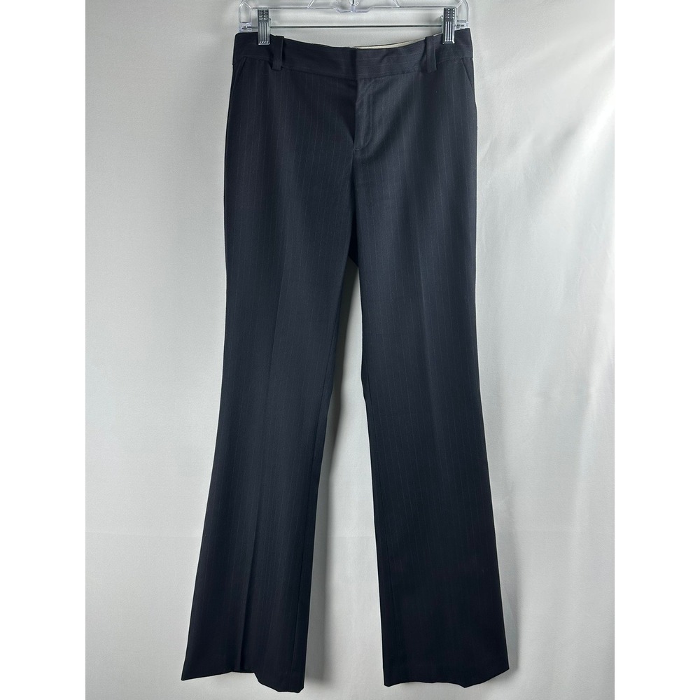Banana Republic Pinstripe Dress Pants Trousers Women 4 Black Blue Career Office